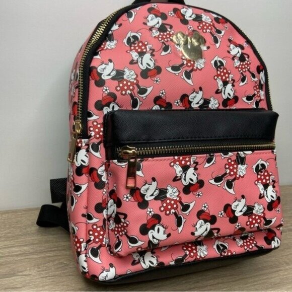 Disney Minnie Mouse All Over Print Pink Small Backpack NWOT